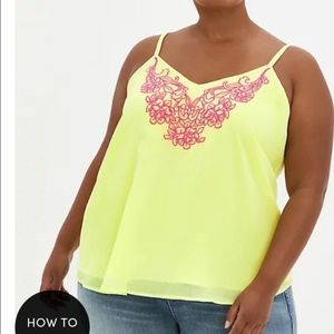 Torrid Sophie Embroidered Cami Chiffon Lime Green